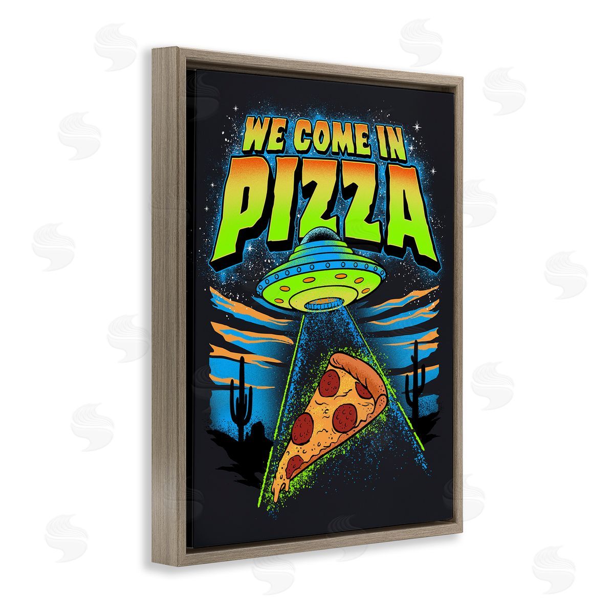 Jedco Brands, Inc. We Come In Pizza Aliens Canvas Wall Art Print