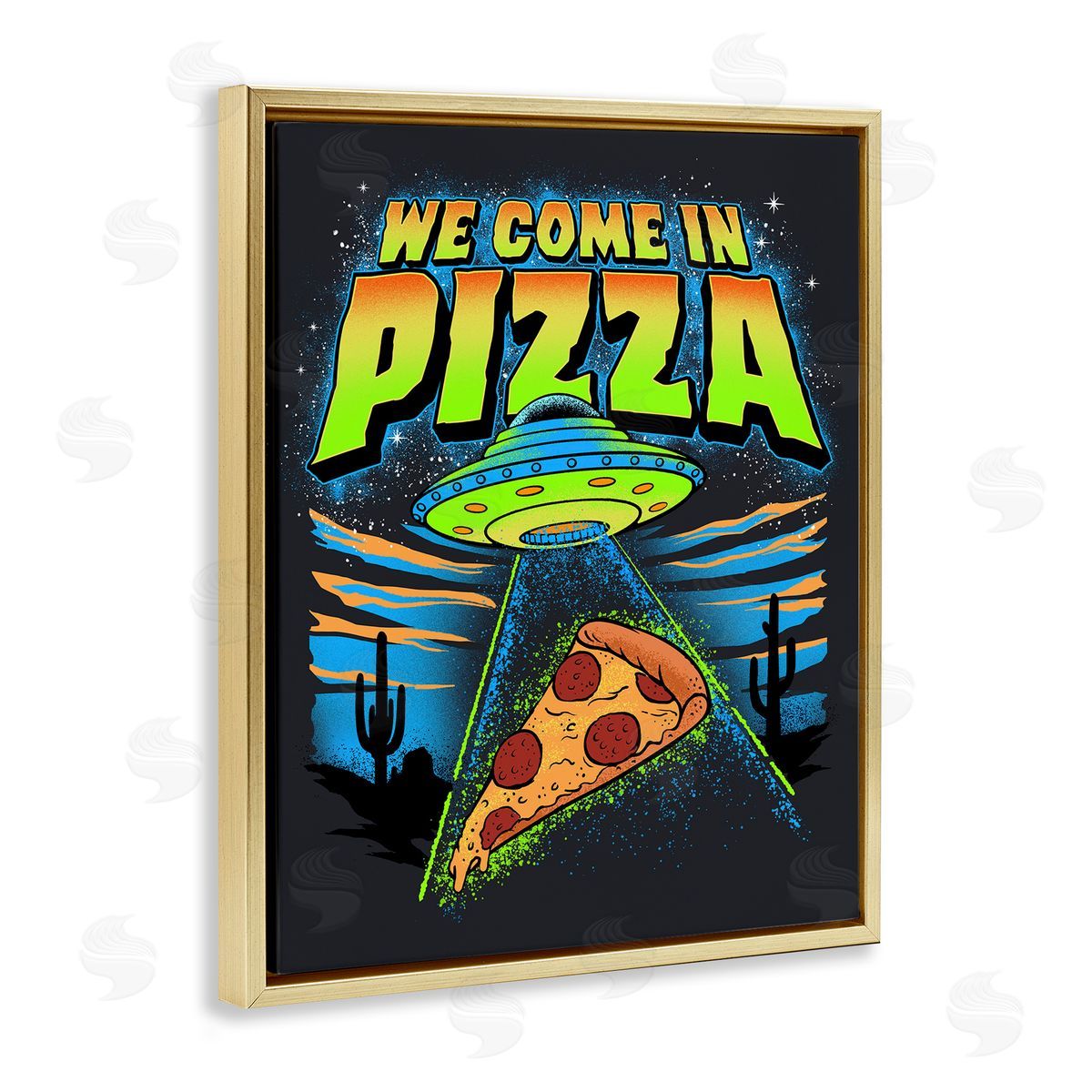 Jedco Brands, Inc. We Come In Pizza Aliens Canvas Wall Art Print