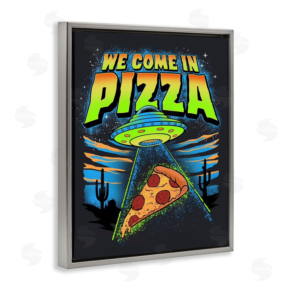 Jedco Brands, Inc. We Come In Pizza Aliens Canvas Wall Art Print