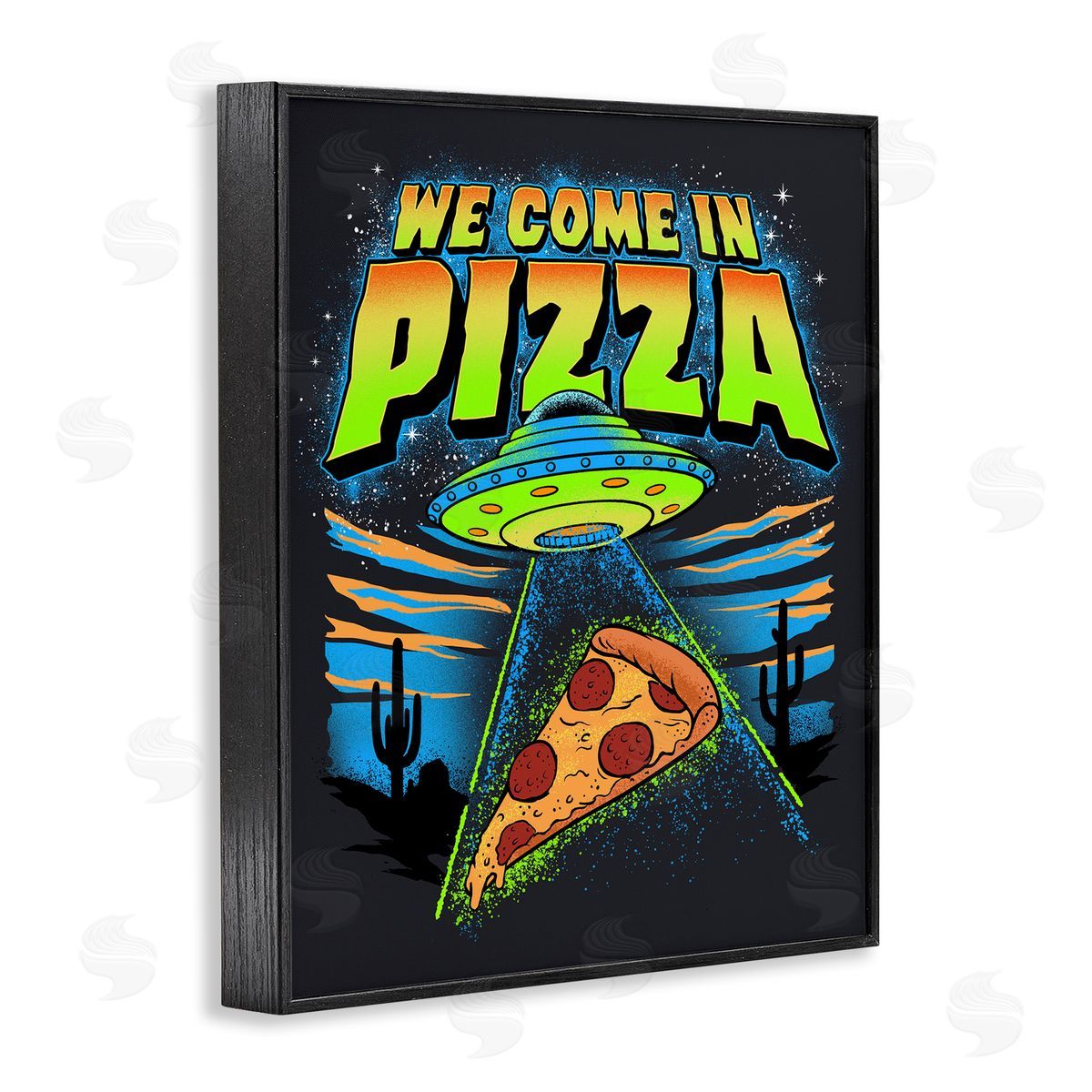 Jedco Brands, Inc. We Come In Pizza Aliens Canvas Wall Art Print