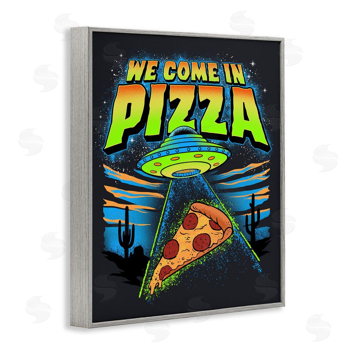 Jedco Brands, Inc. We Come In Pizza Aliens Canvas Wall Art Print
