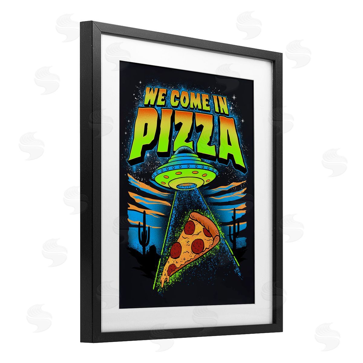 Jedco Brands, Inc. We Come In Pizza Aliens Canvas Wall Art Print