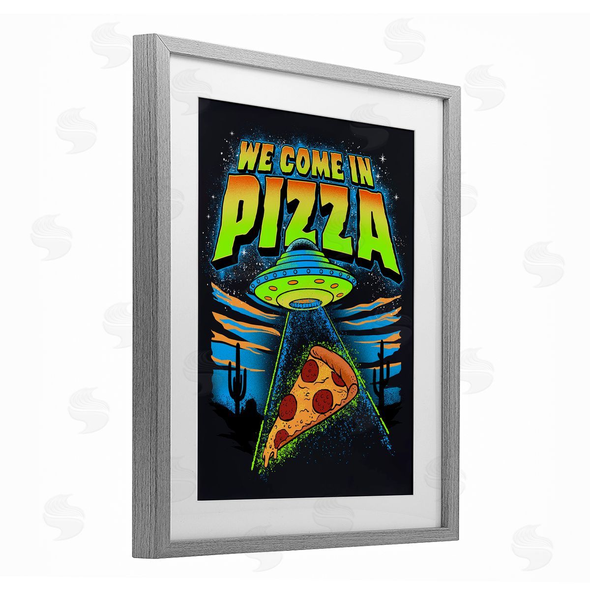 Jedco Brands, Inc. We Come In Pizza Aliens Canvas Wall Art Print