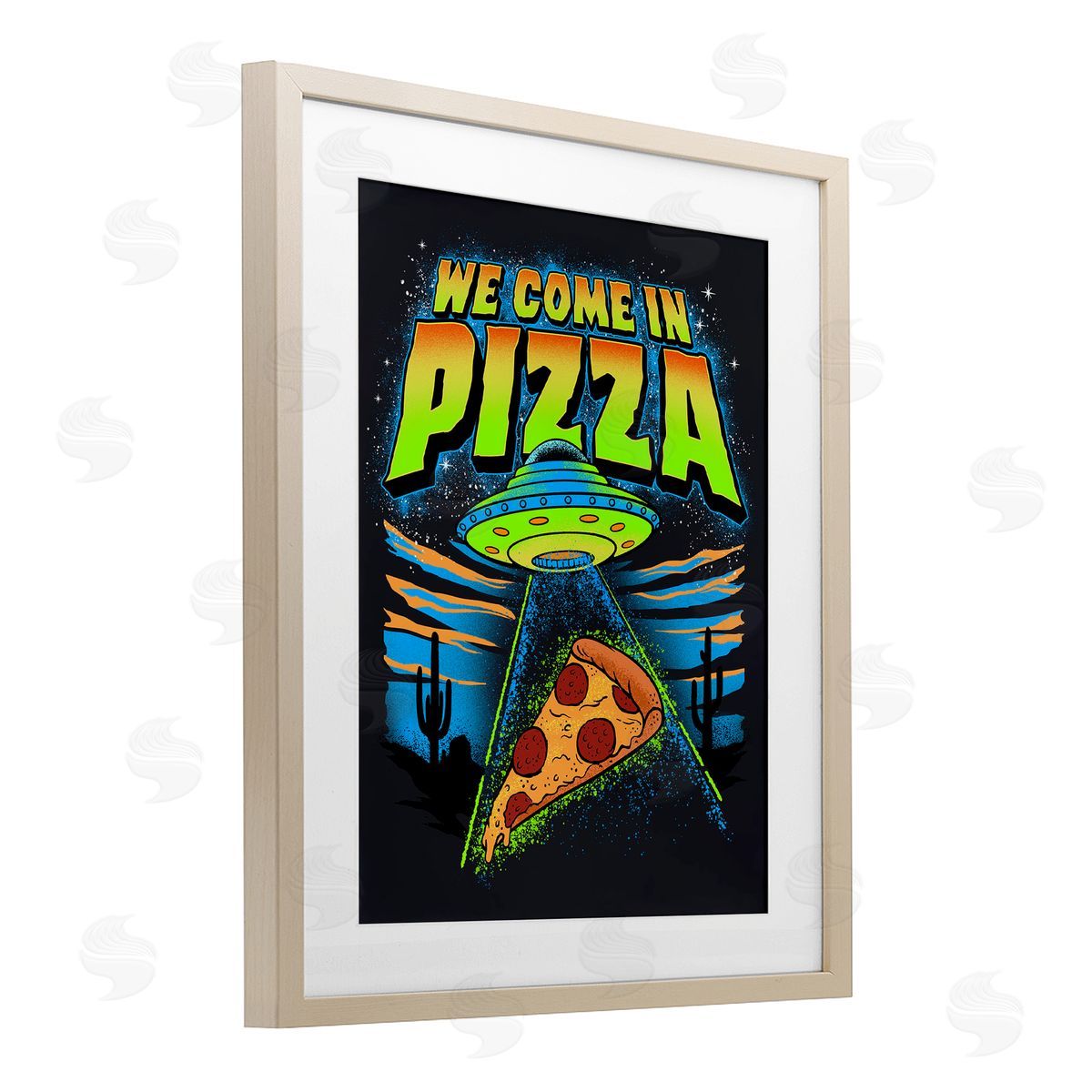 Jedco Brands, Inc. We Come In Pizza Aliens Canvas Wall Art Print