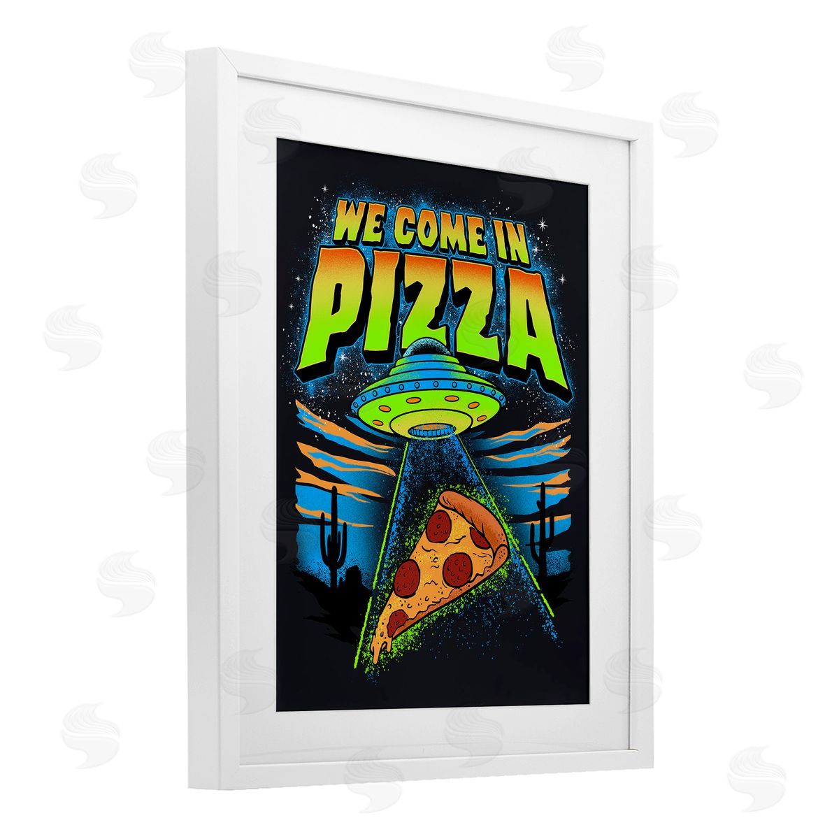 Jedco Brands, Inc. We Come In Pizza Aliens Canvas Wall Art Print