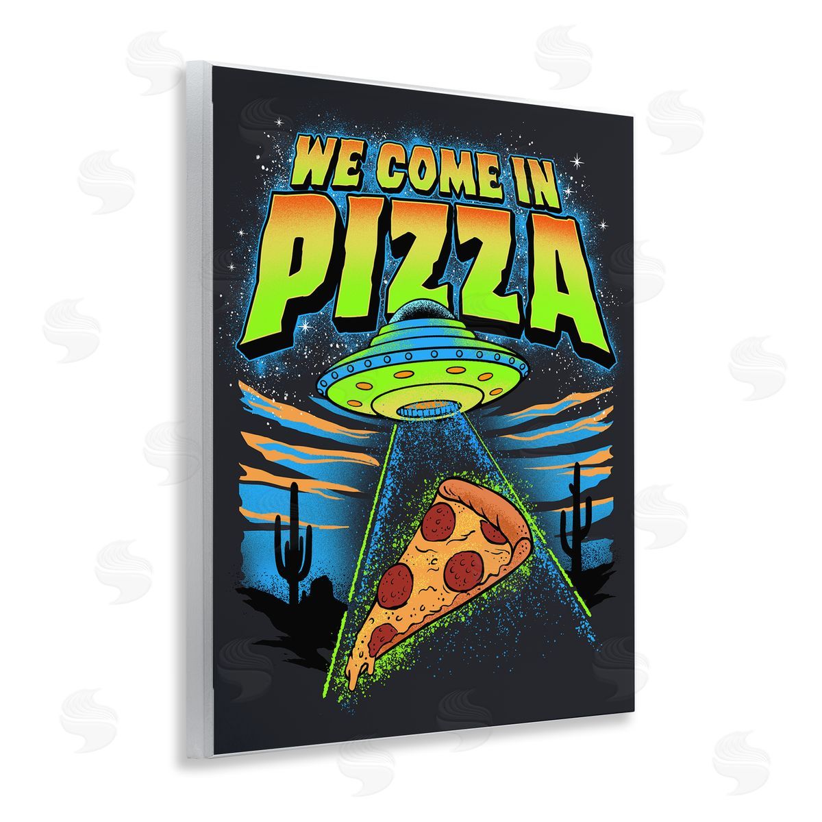 Jedco Brands, Inc. We Come In Pizza Aliens Canvas Wall Art Print
