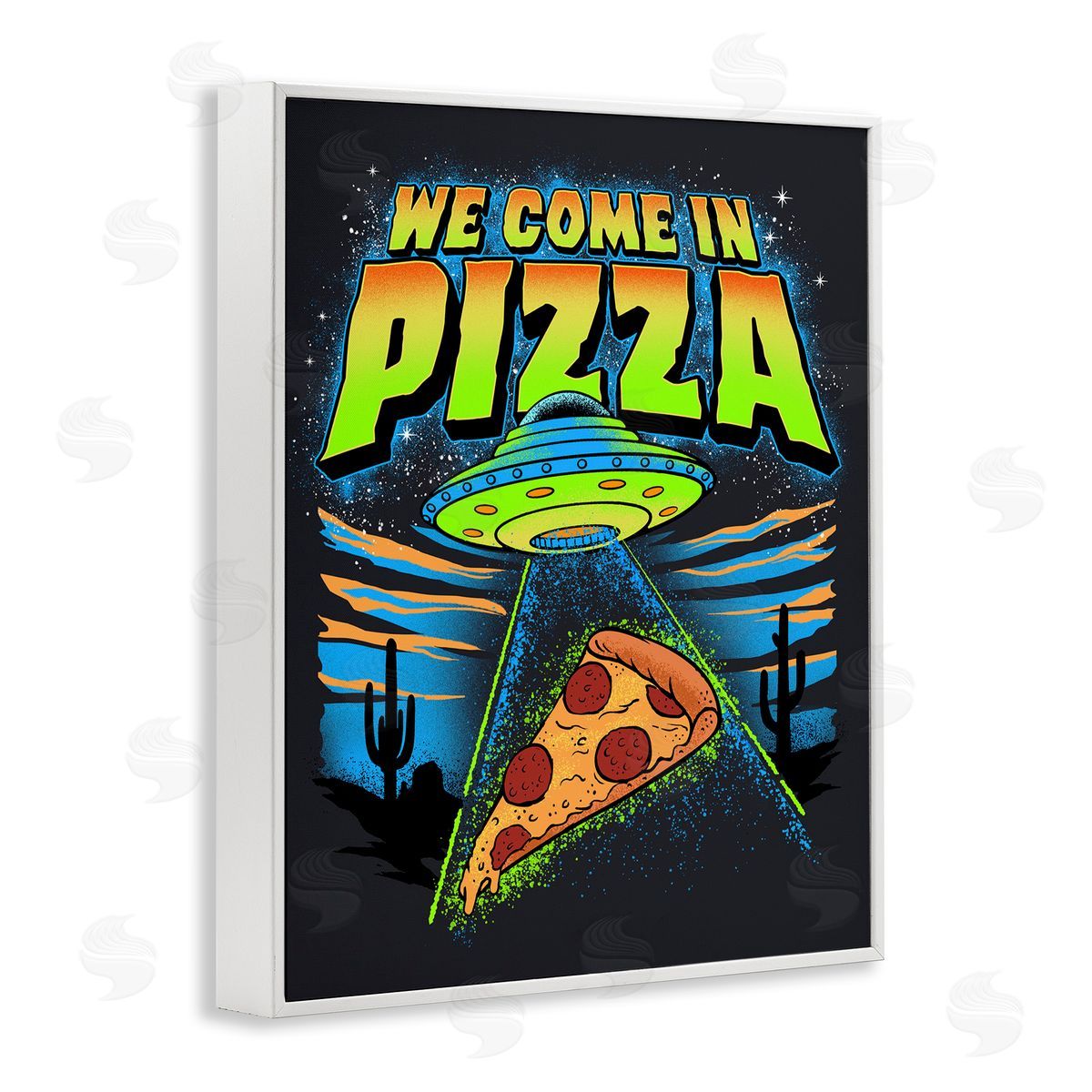 Jedco Brands, Inc. We Come In Pizza Aliens Canvas Wall Art Print