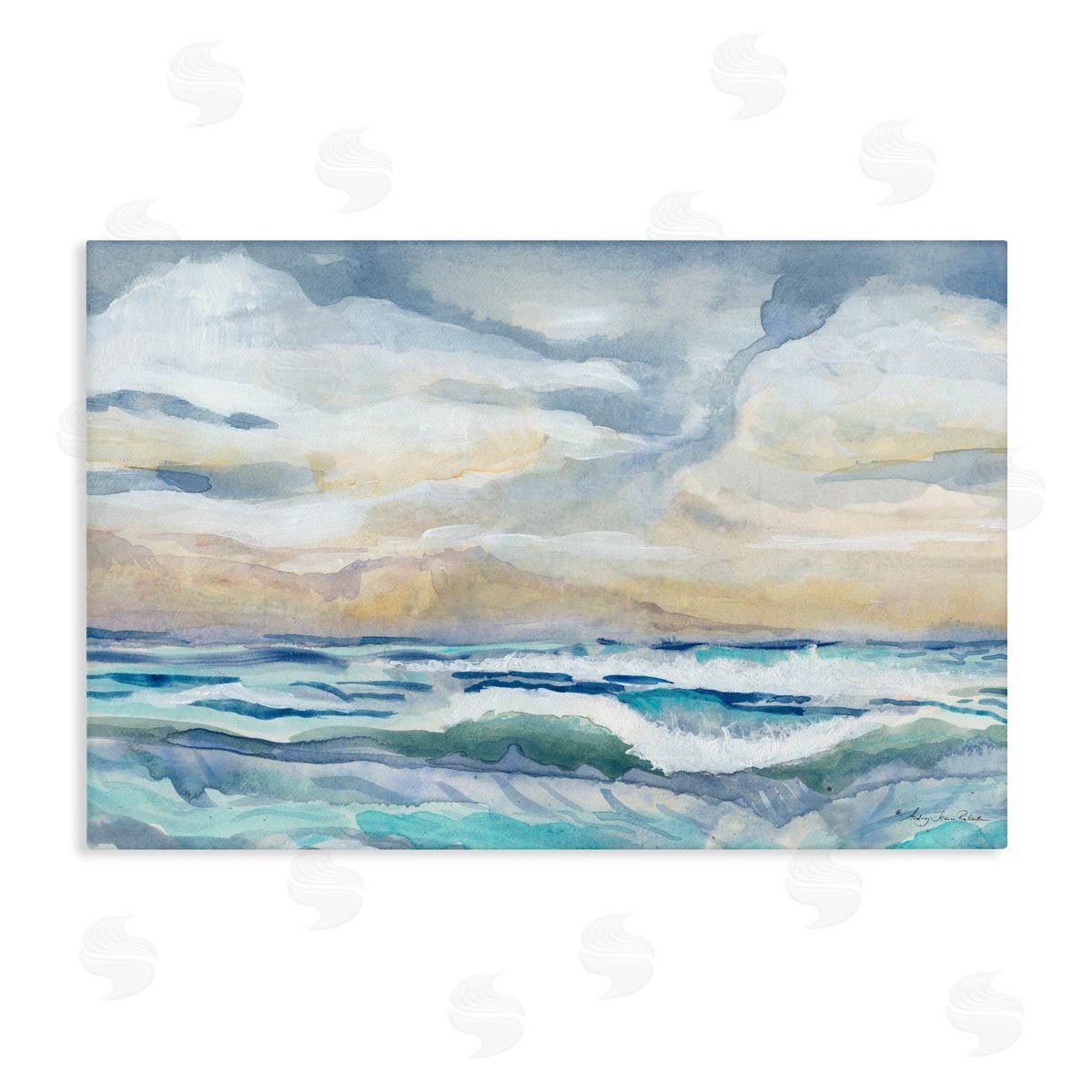 Audrey Jeanne Roberts Subtle and Serene Cloudy Sea Canvas Wall Art Print
