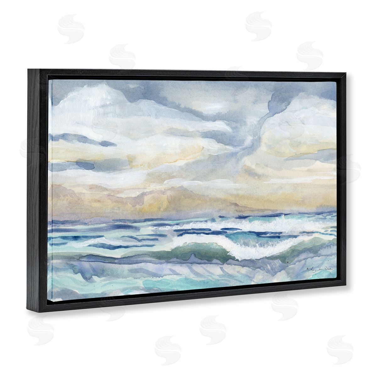 Audrey Jeanne Roberts Subtle and Serene Cloudy Sea Canvas Wall Art Print