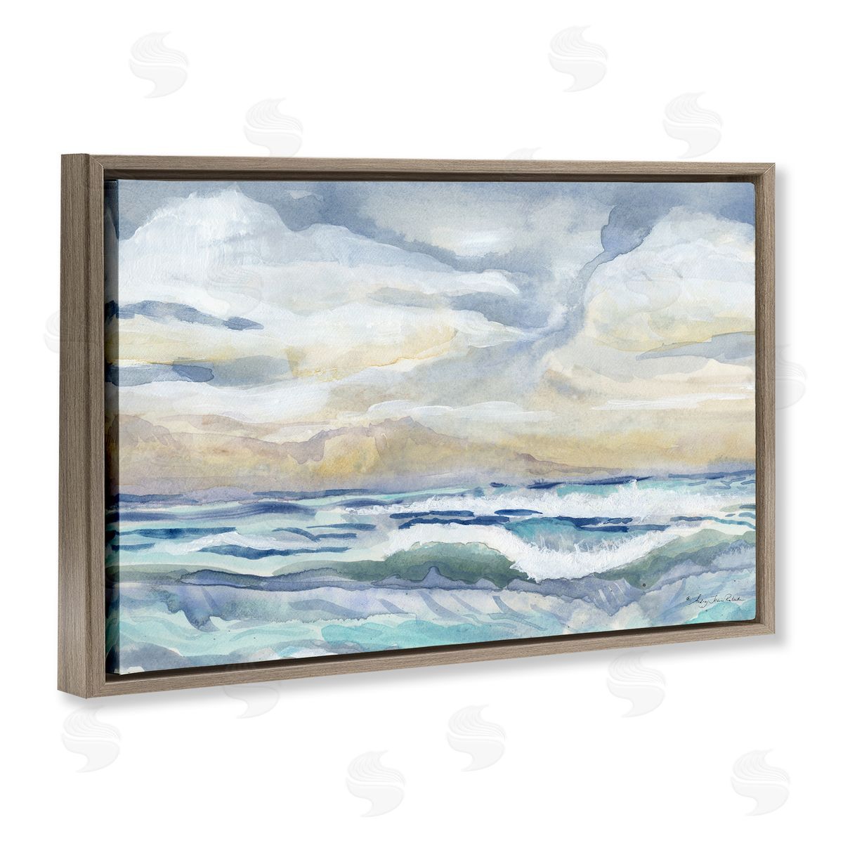 Audrey Jeanne Roberts Subtle and Serene Cloudy Sea Canvas Wall Art Print