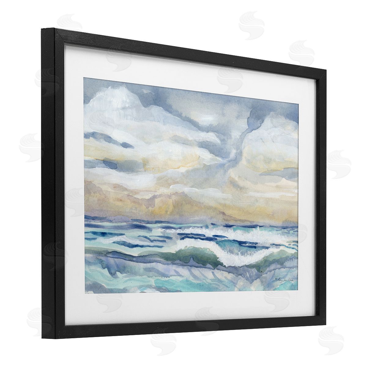 Audrey Jeanne Roberts Subtle and Serene Cloudy Sea Canvas Wall Art Print