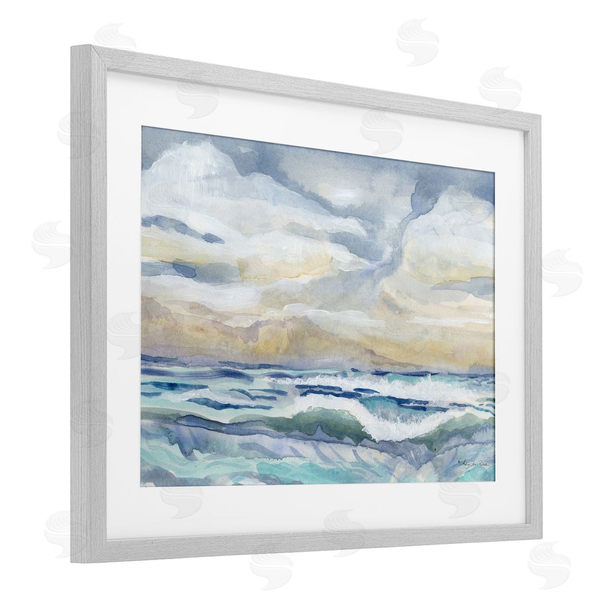 Audrey Jeanne Roberts Subtle and Serene Cloudy Sea Canvas Wall Art Print