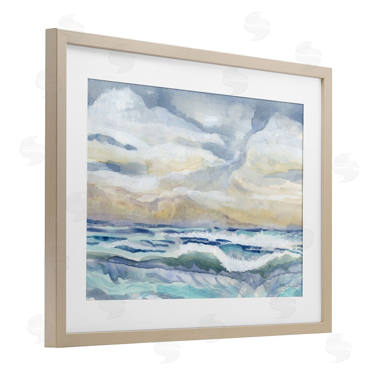 Audrey Jeanne Roberts Subtle and Serene Cloudy Sea Canvas Wall Art Print