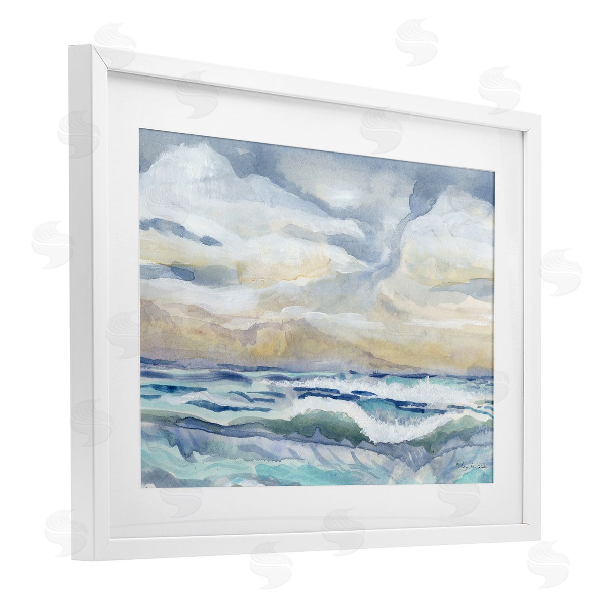 Audrey Jeanne Roberts Subtle and Serene Cloudy Sea Canvas Wall Art Print