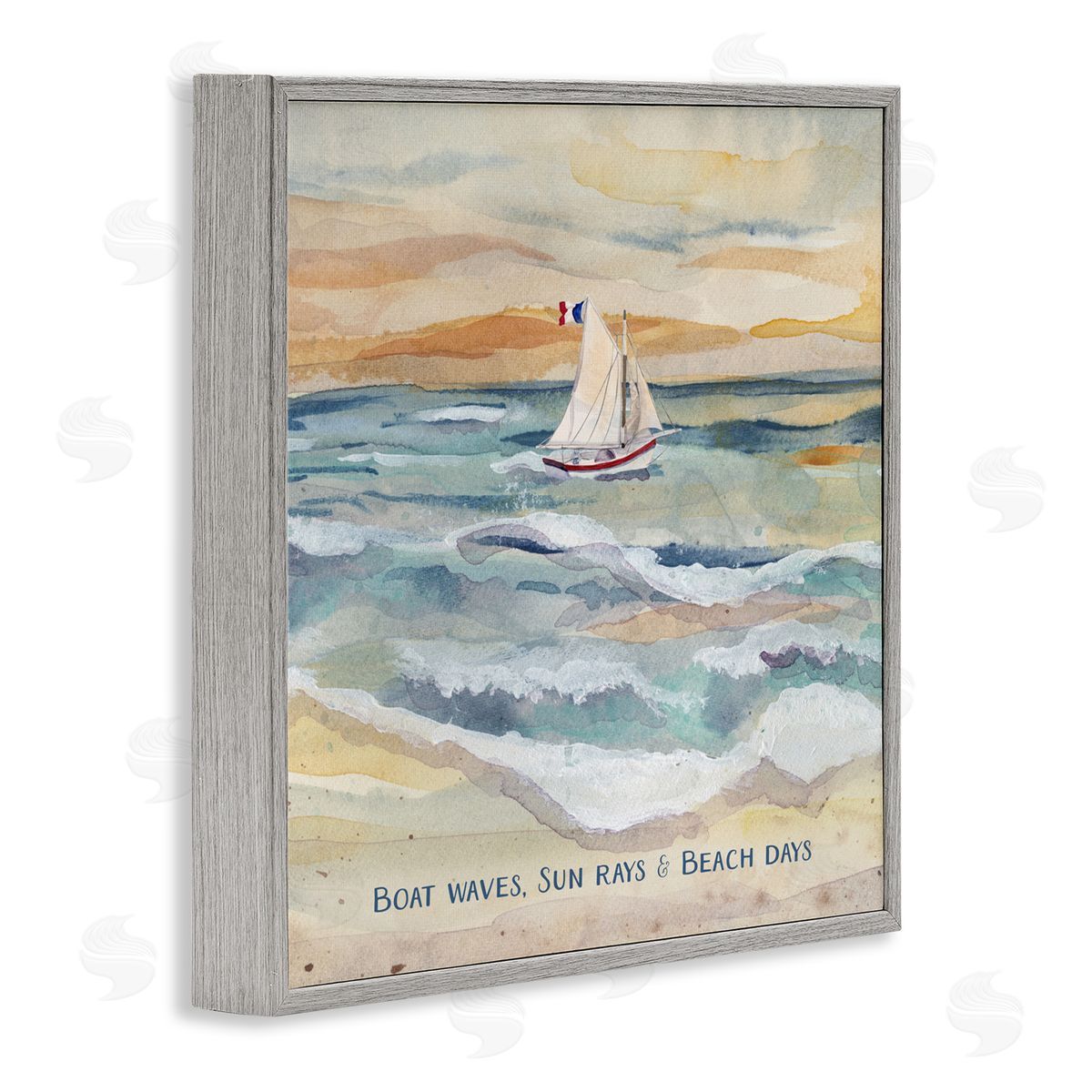 Audrey Jeanne Roberts Boat Waves Sun Rays Beach Days Canvas Wall Art Print