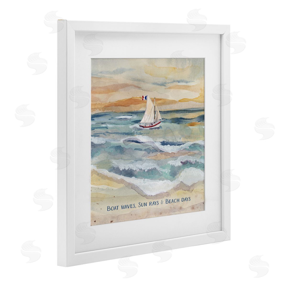 Audrey Jeanne Roberts Boat Waves Sun Rays Beach Days Canvas Wall Art Print