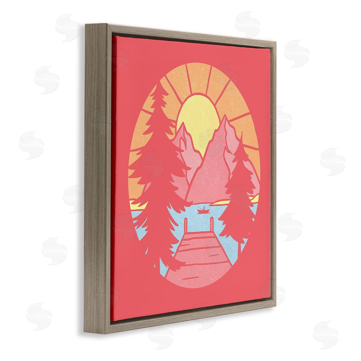 Jedco Brands, Inc. Retro Lake Dock Warm Tones Canvas Wall Art Print