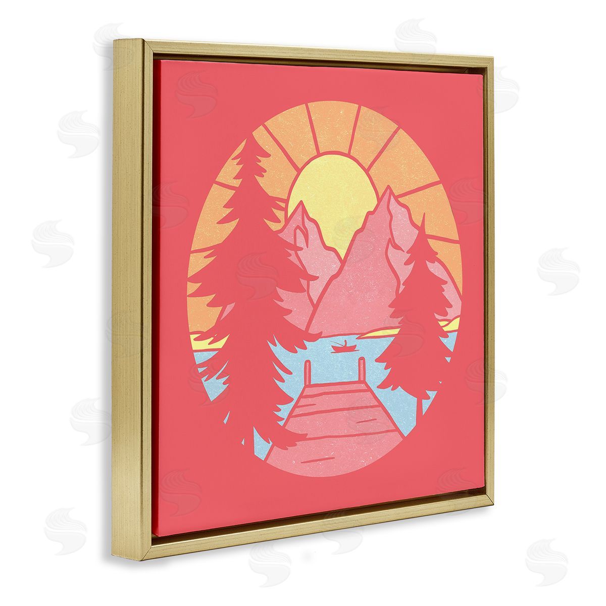 Jedco Brands, Inc. Retro Lake Dock Warm Tones Canvas Wall Art Print