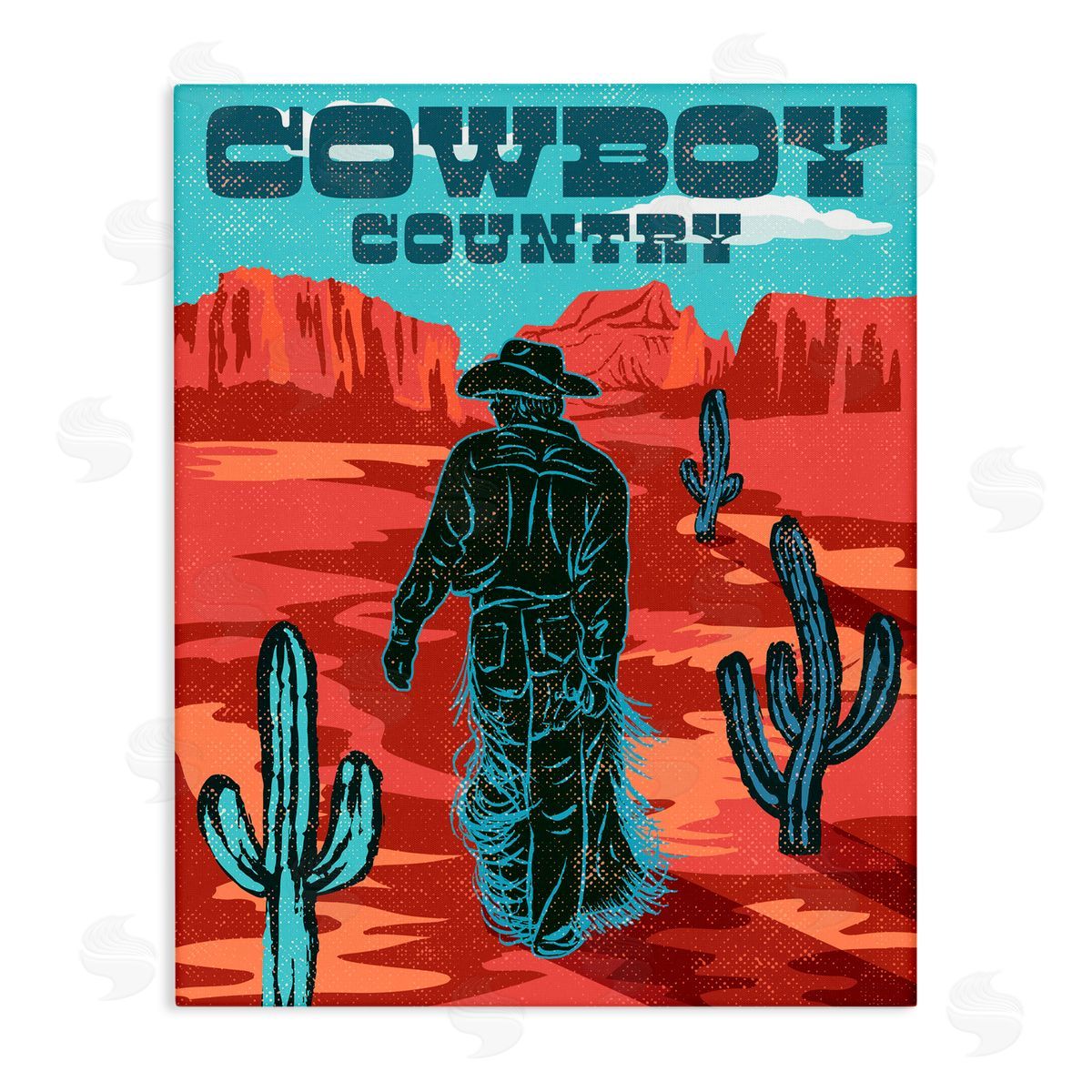 Diane Labombarbe Cowboy Country Vintage Scene Canvas Wall Art Print