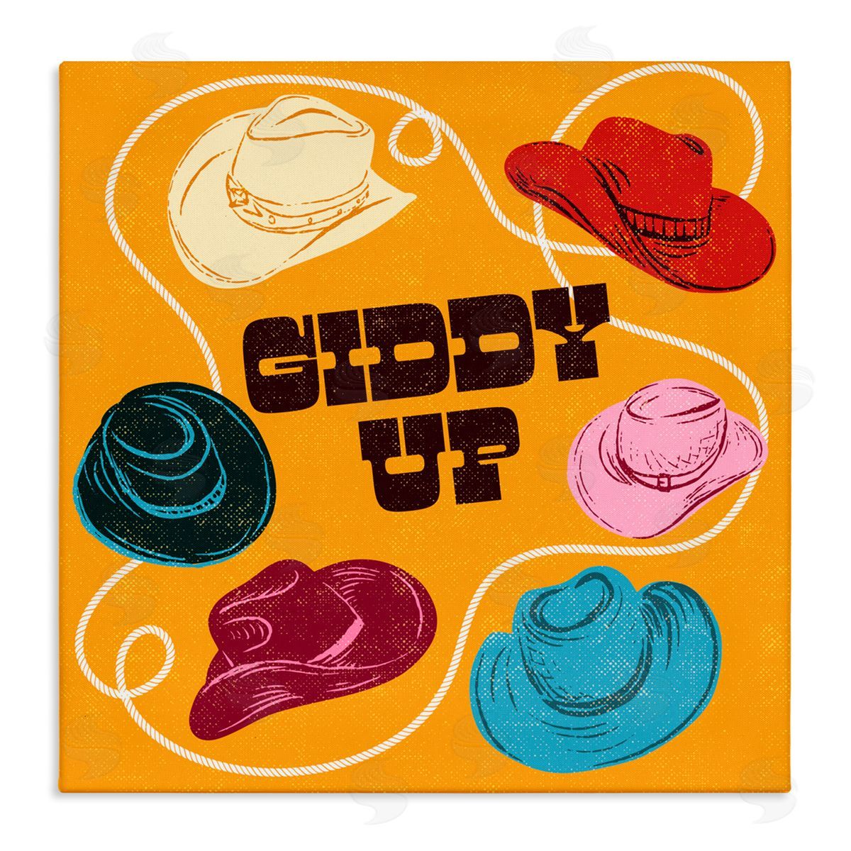 Diane Labombarbe Giddy Up Cowboy Hats & Lasso Canvas Wall Art Print