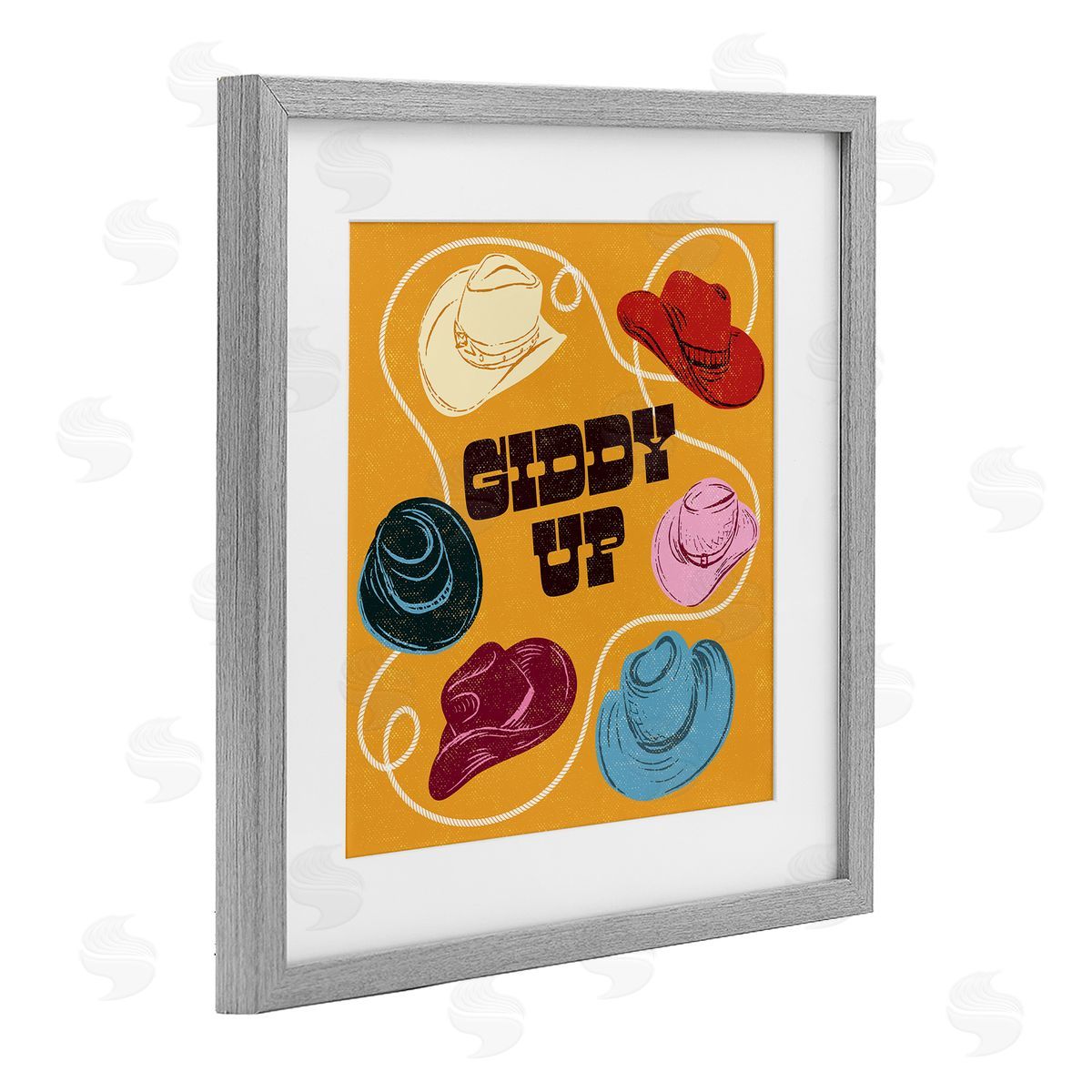 Diane Labombarbe Giddy Up Cowboy Hats & Lasso Canvas Wall Art Print