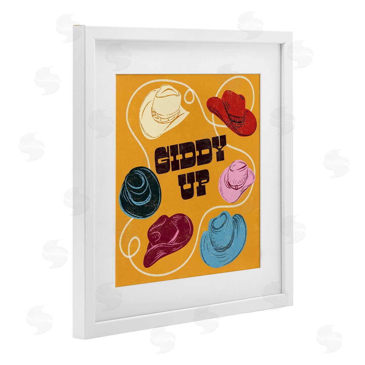 Diane Labombarbe Giddy Up Cowboy Hats & Lasso Canvas Wall Art Print