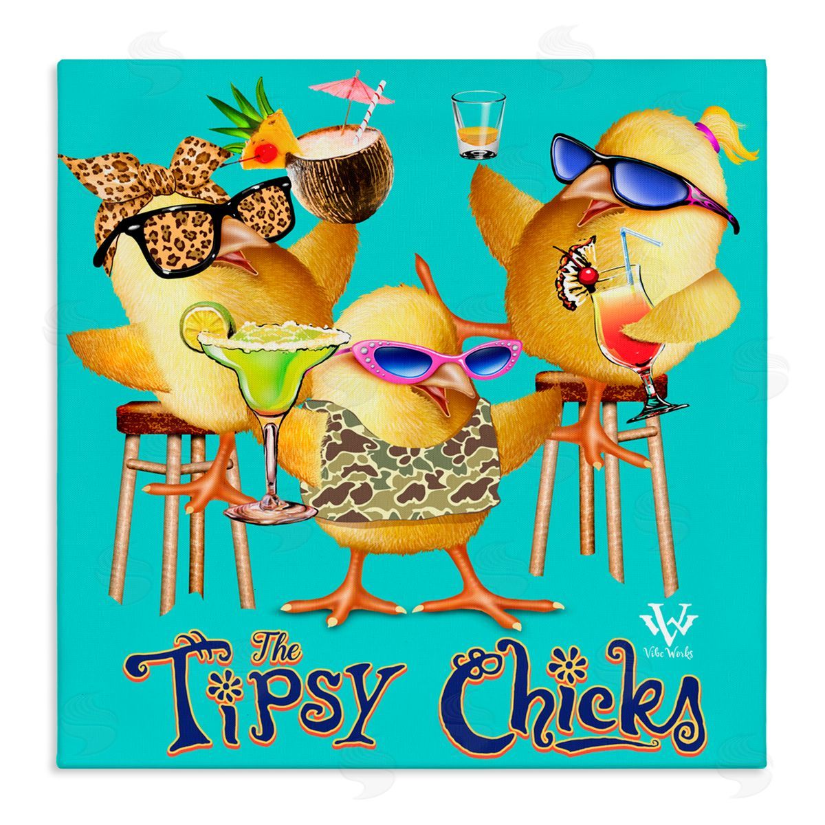 Jim Baldwin Tipsy Chicks Groovy Canvas Wall Art Print