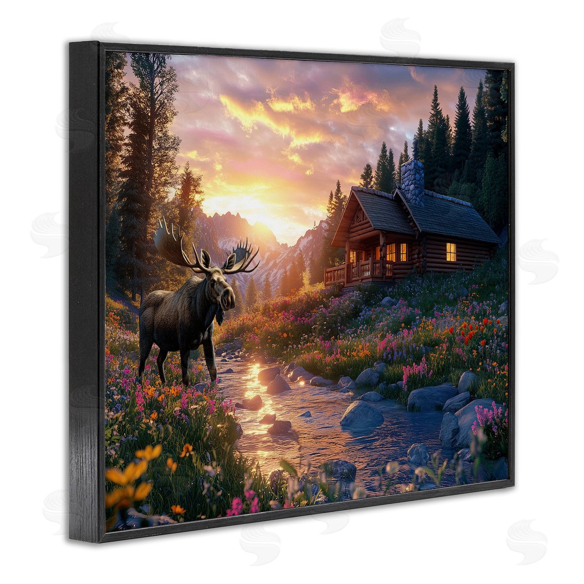 Jim Baldwin Cozy Cabin Moose Visit Canvas Wall Art Print