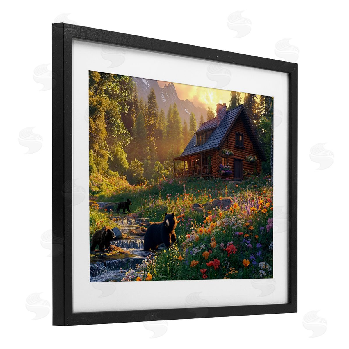 Jim Baldwin Bears at Floral Cabin Canvas Wall Art Print