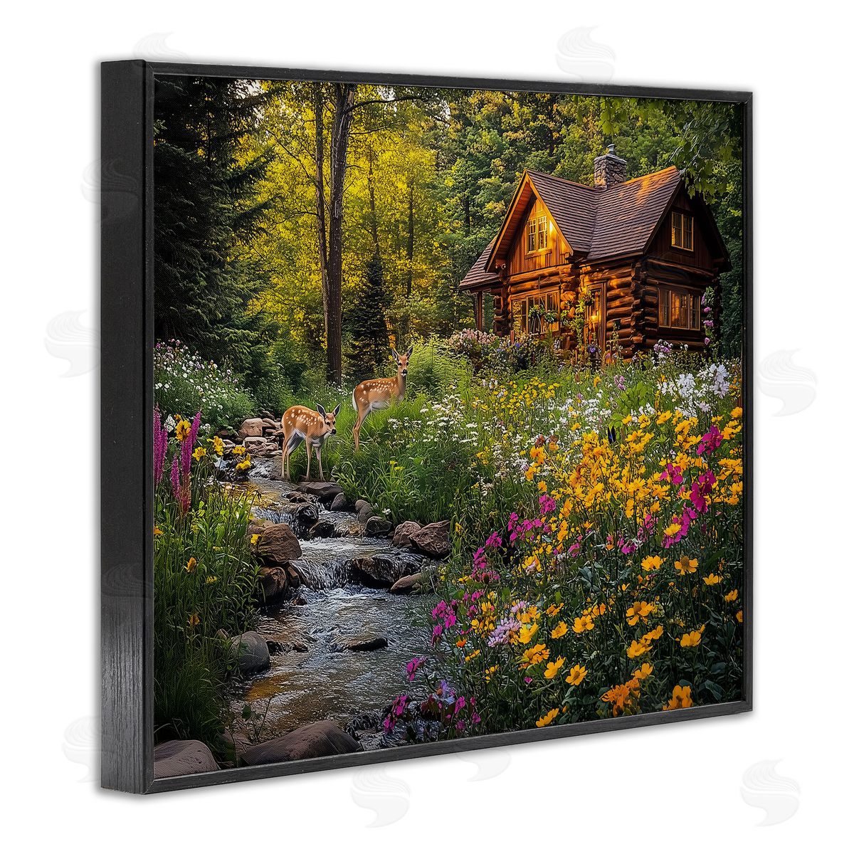 Jim Baldwin Whitetail Visit at Cabin Canvas Wall Art Print