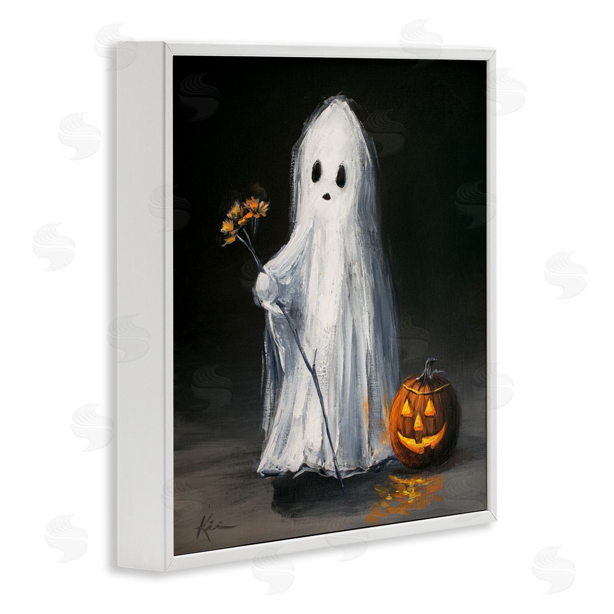 Lindsay Kivi Fine Art Vintage Halloween Ghost & Pumpkin Canvas Wall Art Print