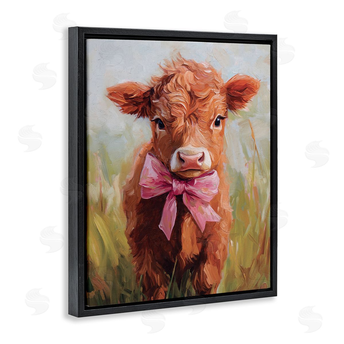 Nina Blue Coquette Trotting Cow Canvas Wall Art Print