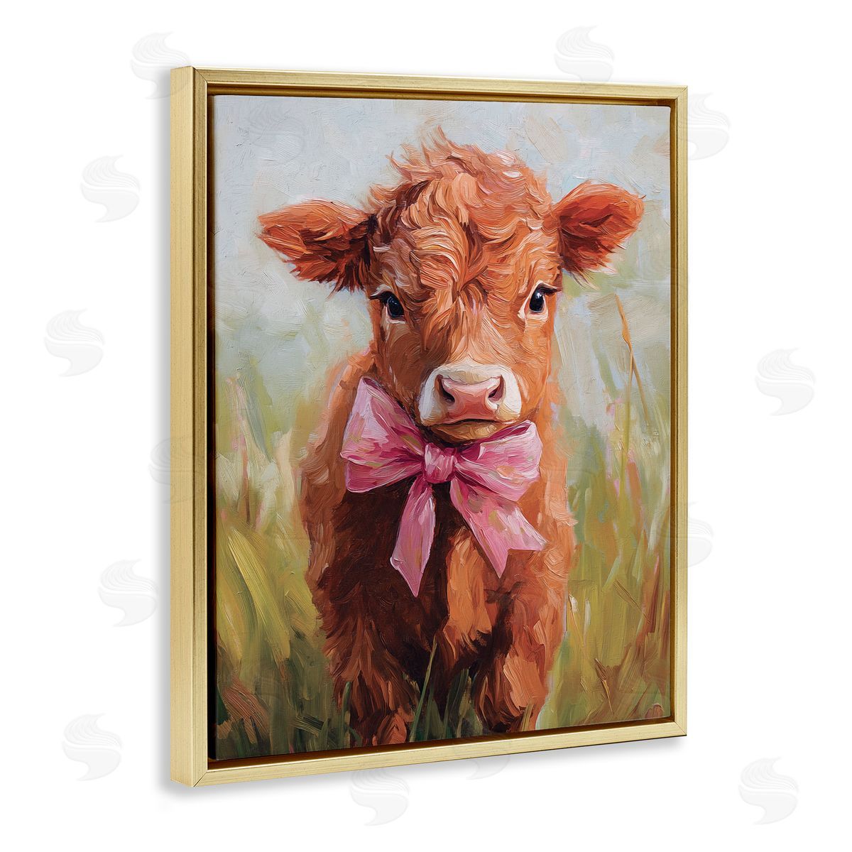 Nina Blue Coquette Trotting Cow Canvas Wall Art Print