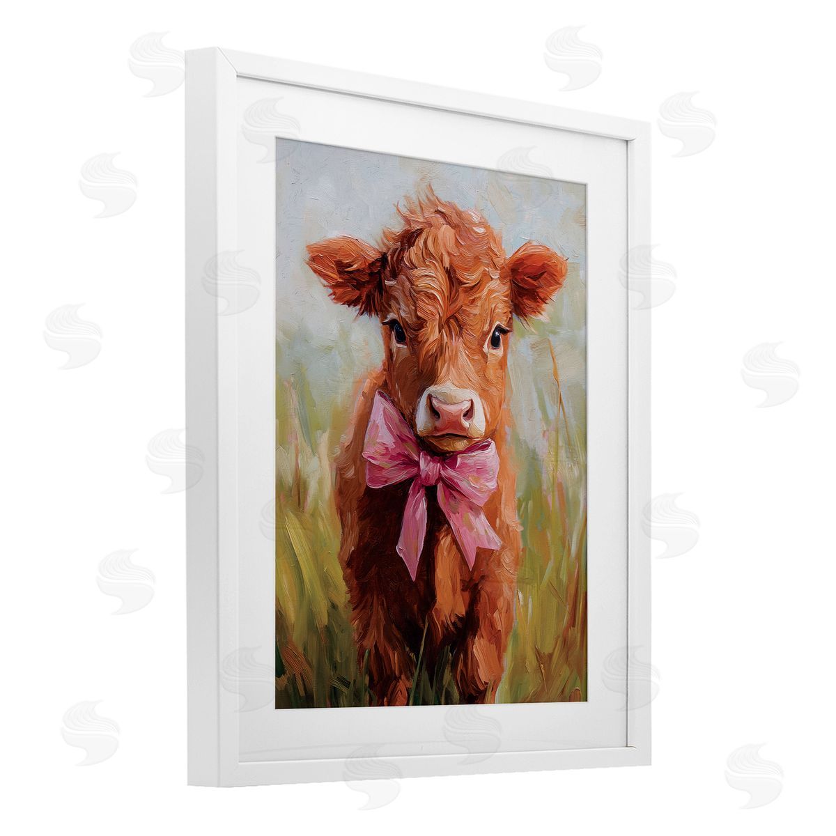 Nina Blue Coquette Trotting Cow Canvas Wall Art Print
