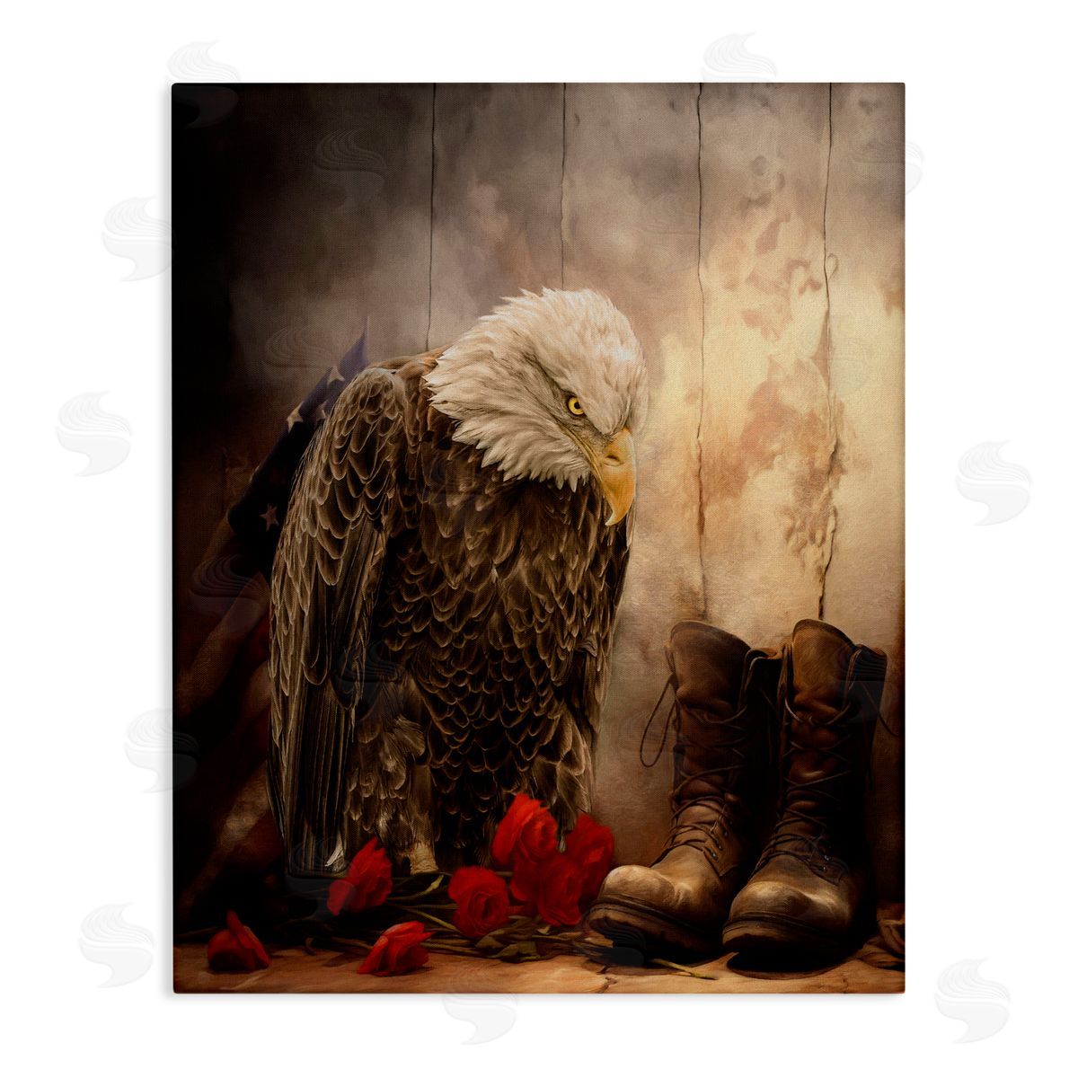 Kelley Parker Solemn Memory Eagle & Roses Canvas Wall Art Print