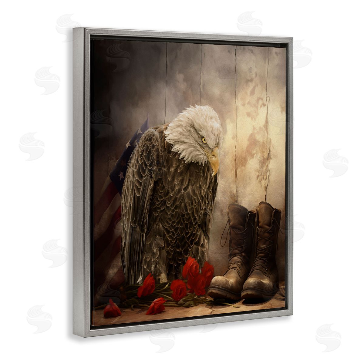 Kelley Parker Solemn Memory Eagle & Roses Canvas Wall Art Print