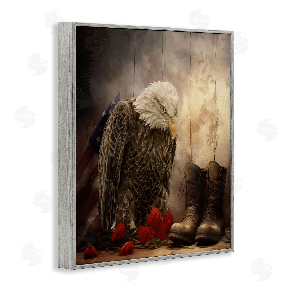 Kelley Parker Solemn Memory Eagle & Roses Canvas Wall Art Print