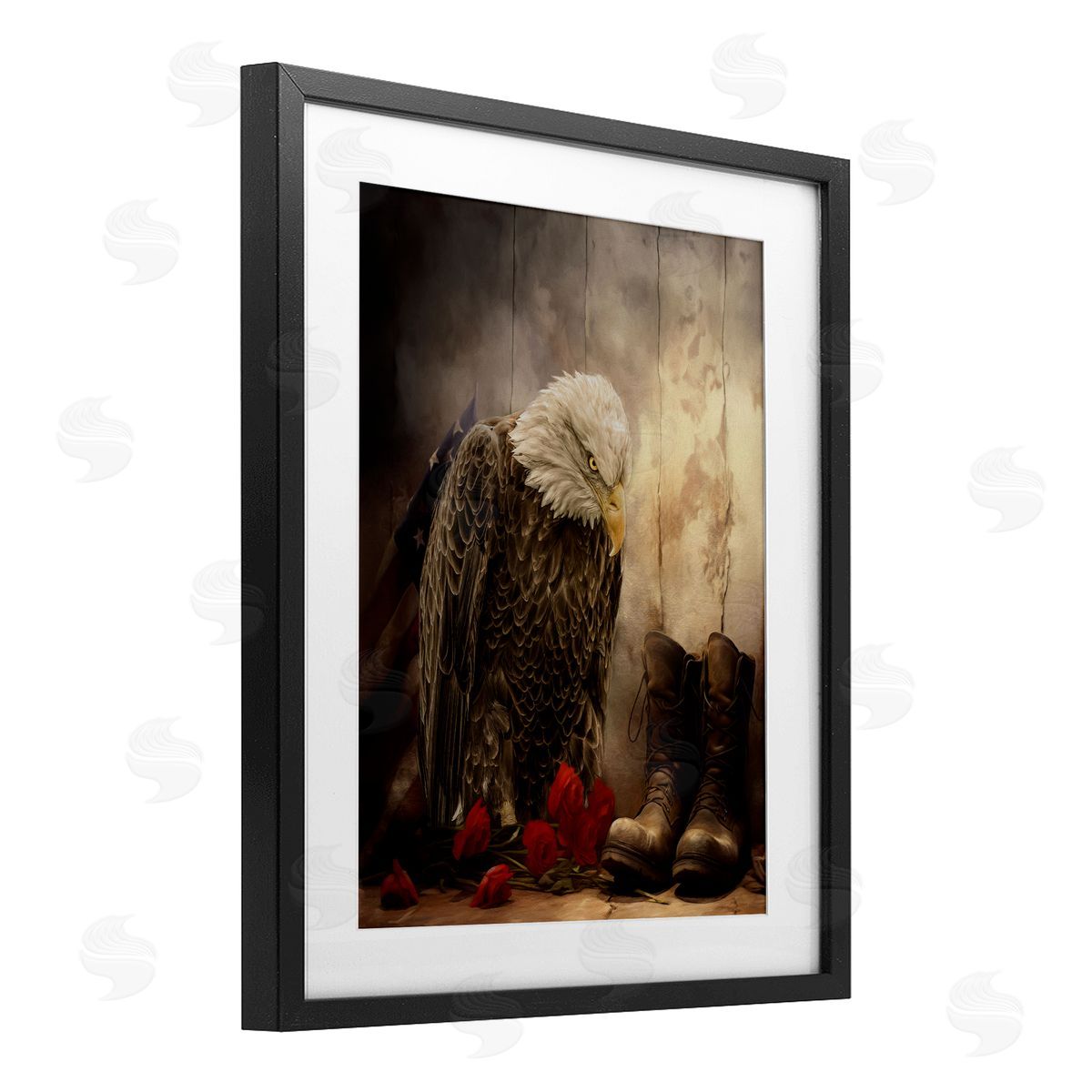 Kelley Parker Solemn Memory Eagle & Roses Canvas Wall Art Print