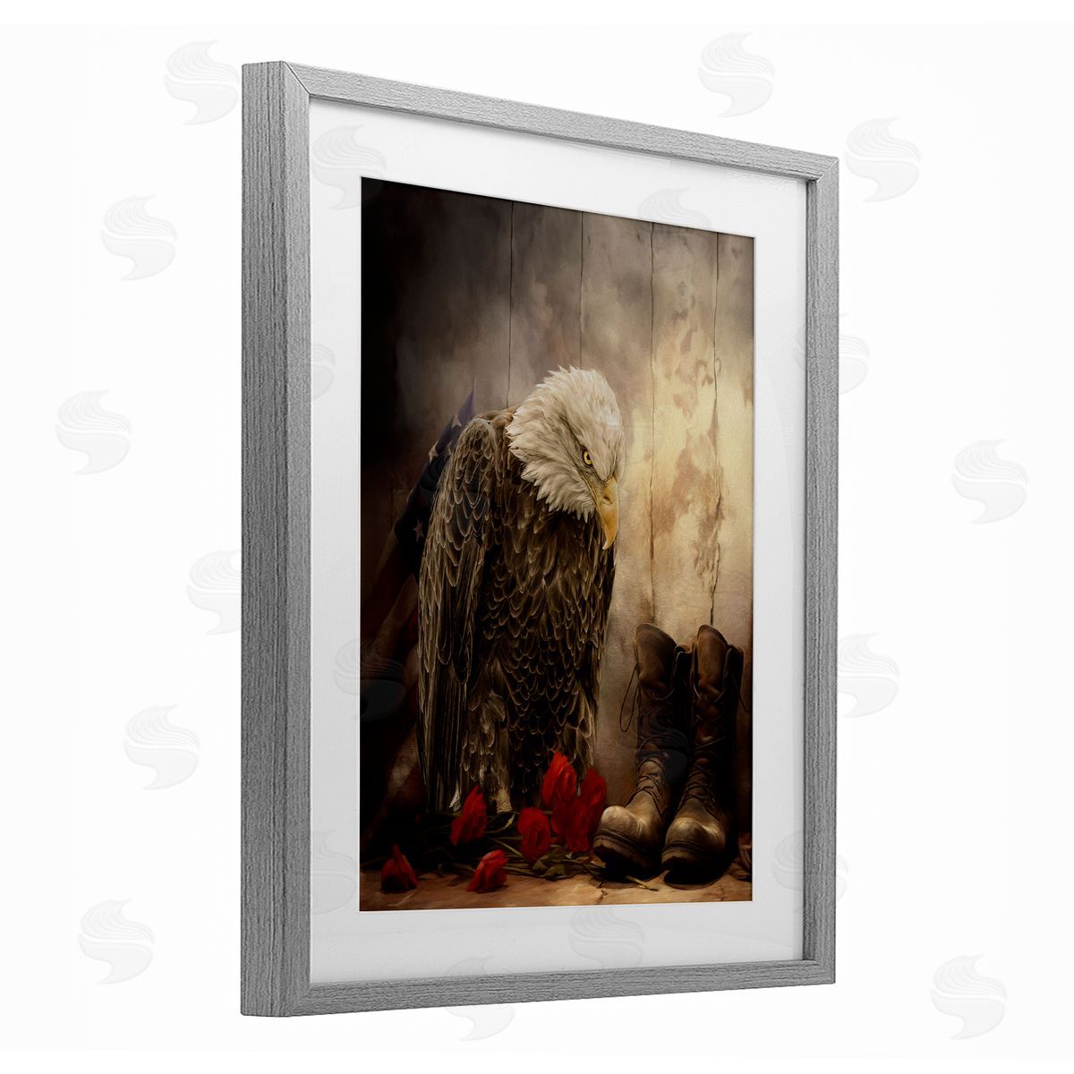 Kelley Parker Solemn Memory Eagle & Roses Canvas Wall Art Print