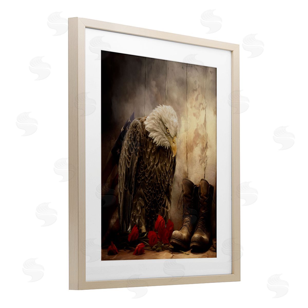 Kelley Parker Solemn Memory Eagle & Roses Canvas Wall Art Print