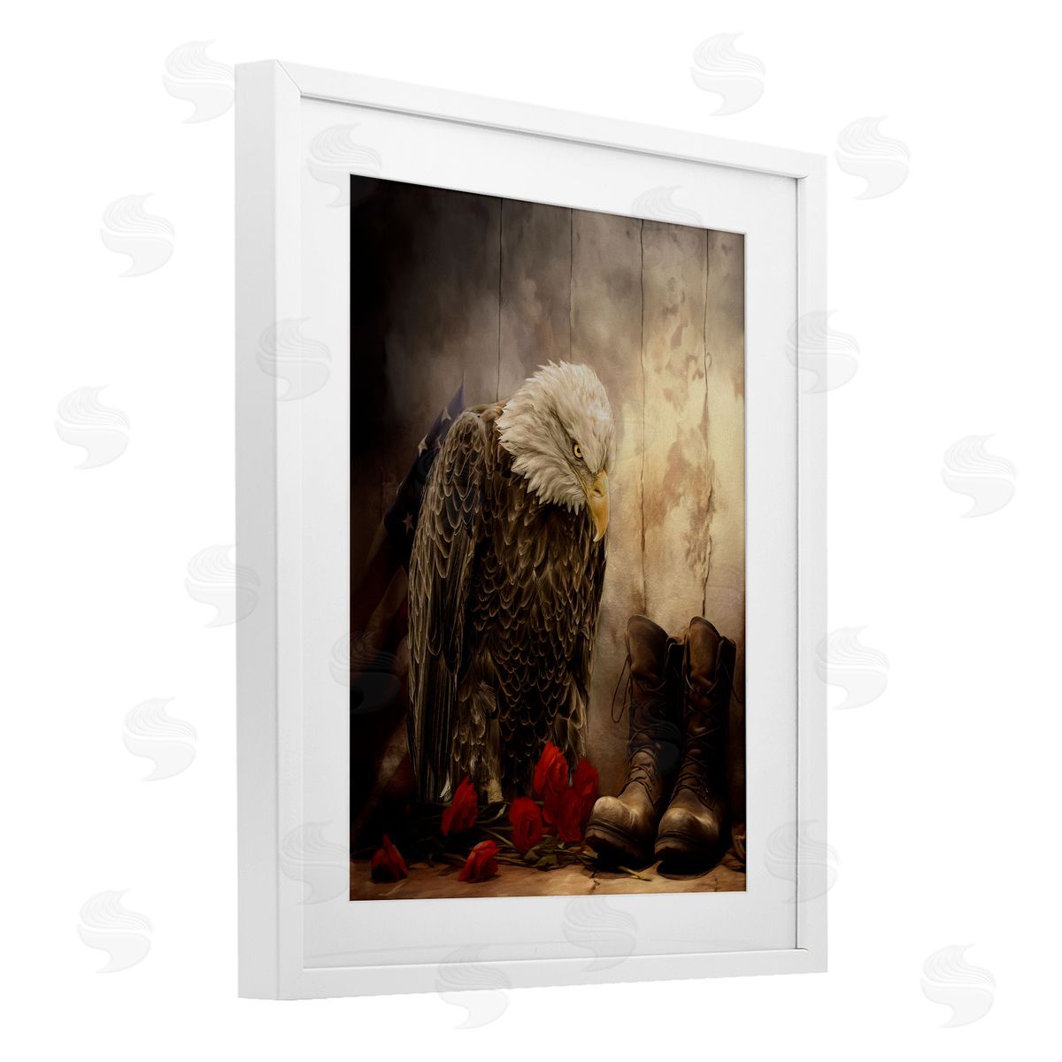 Kelley Parker Solemn Memory Eagle & Roses Canvas Wall Art Print