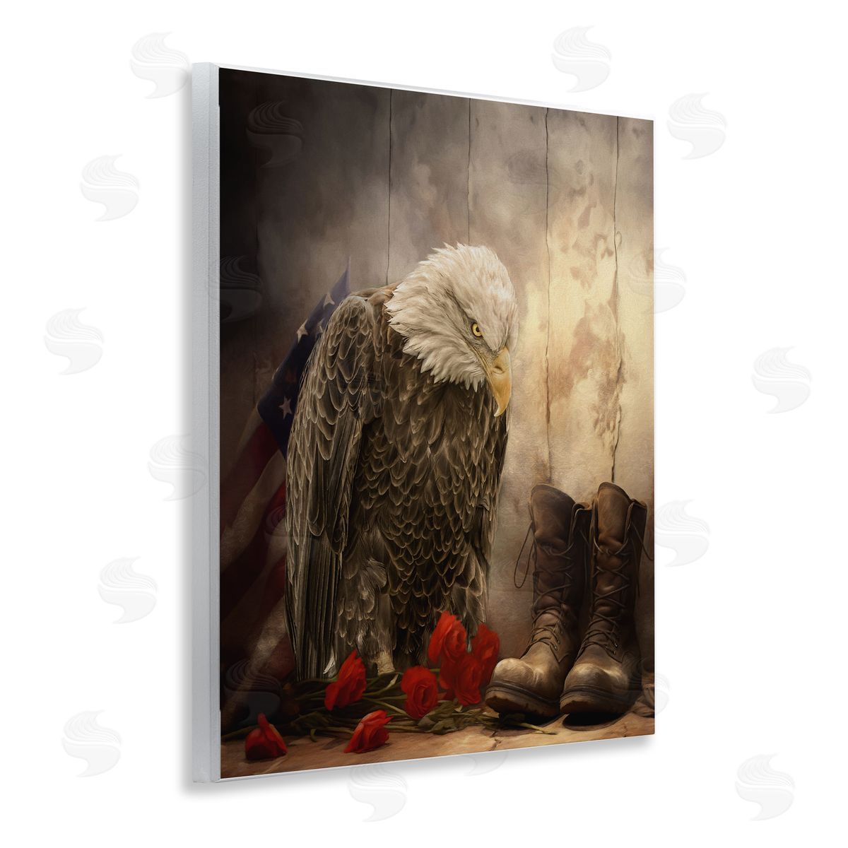 Kelley Parker Solemn Memory Eagle & Roses Canvas Wall Art Print