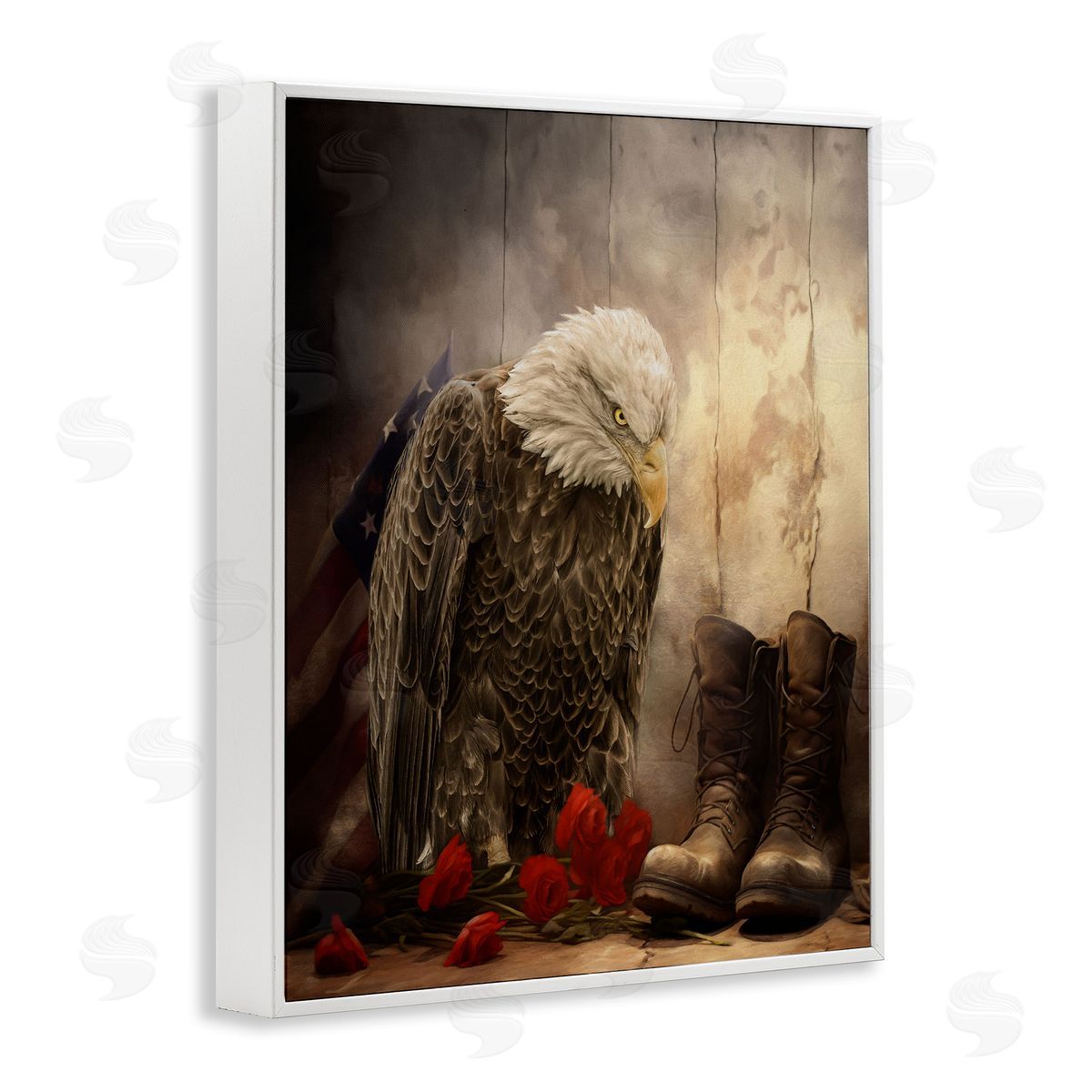 Kelley Parker Solemn Memory Eagle & Roses Canvas Wall Art Print