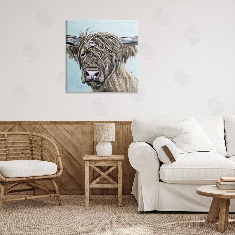 Jennifer Seeley Highland Cow Windblown Printed Wall Art in Room