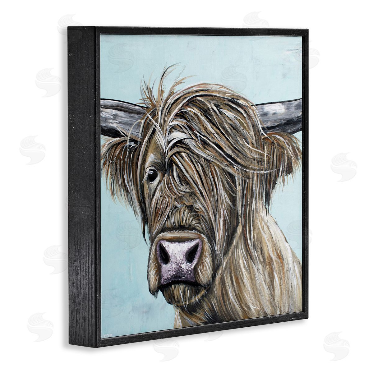 Jennifer Seeley Highland Cow Windblown Black Framed Giclee Art Print