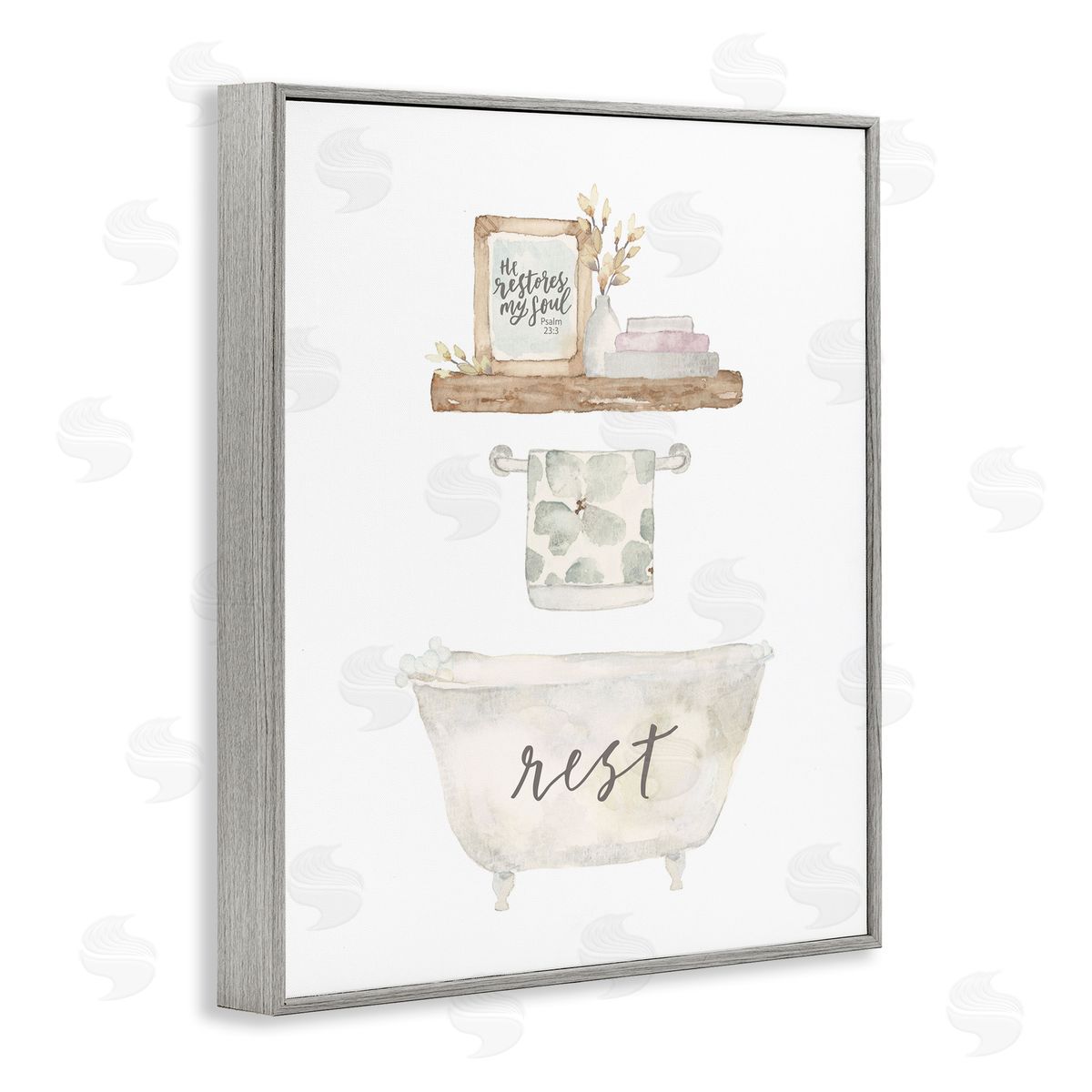 Blue Chair Blessing Restful Proverb Bathtub Canvas Wall Art Print