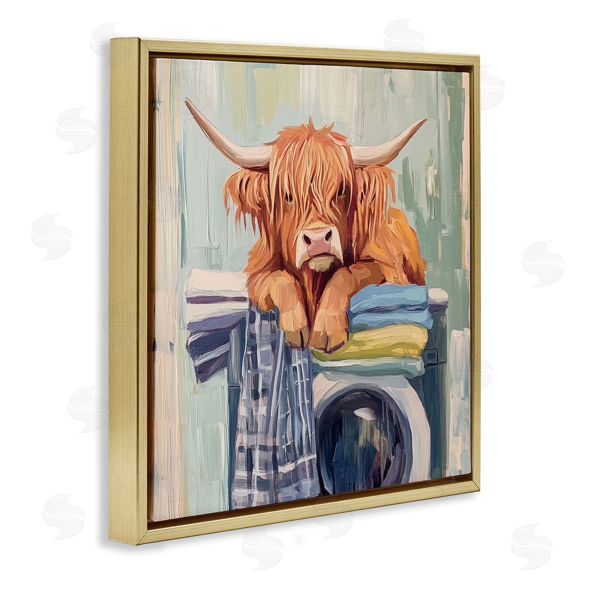 Nina Blue More Laundry Tired Cow Canvas Wall Art Print