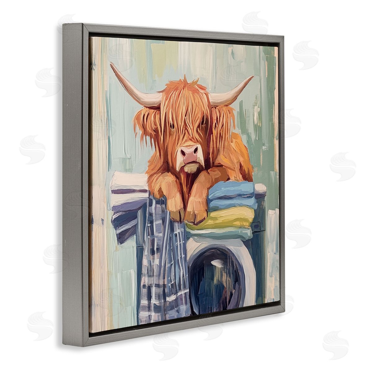 Nina Blue More Laundry Tired Cow Canvas Wall Art Print