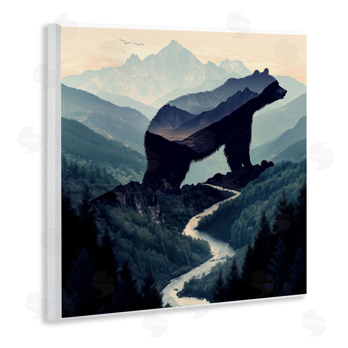 Jim Baldwin Bear Rock Silhouette Canvas Wall Art Print