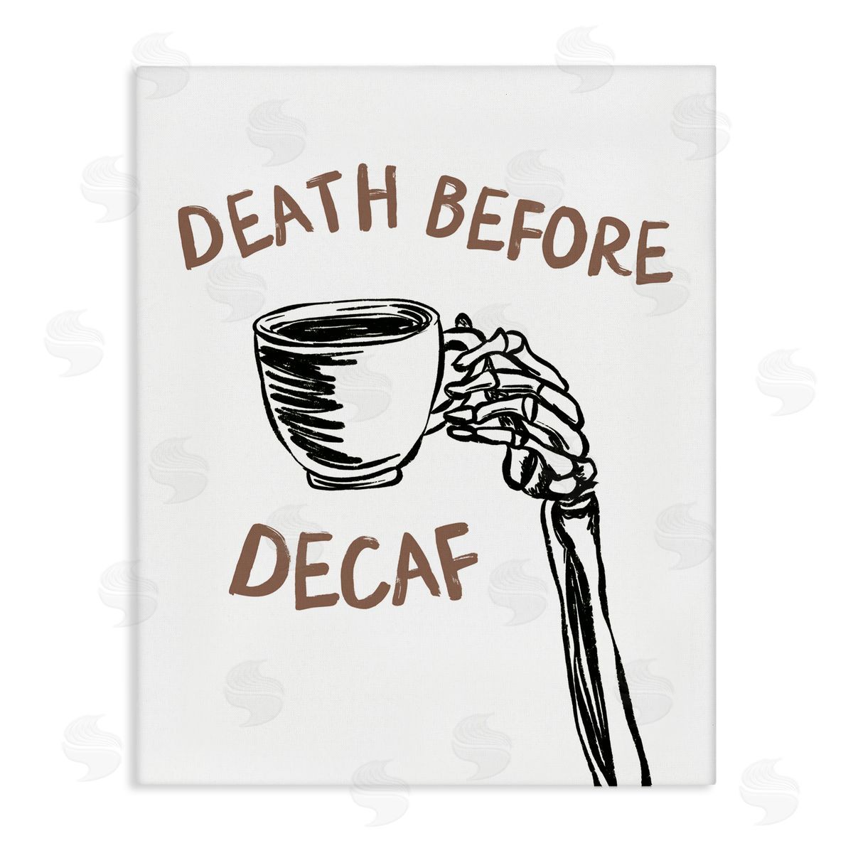 JJ Design House LLC Death Before Decaf Skeleton Canvas Wall Art Print